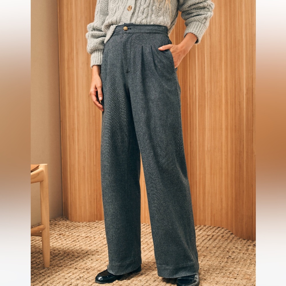 Chic Grey High-Waisted Pants Dream flannel Trousers Faherty